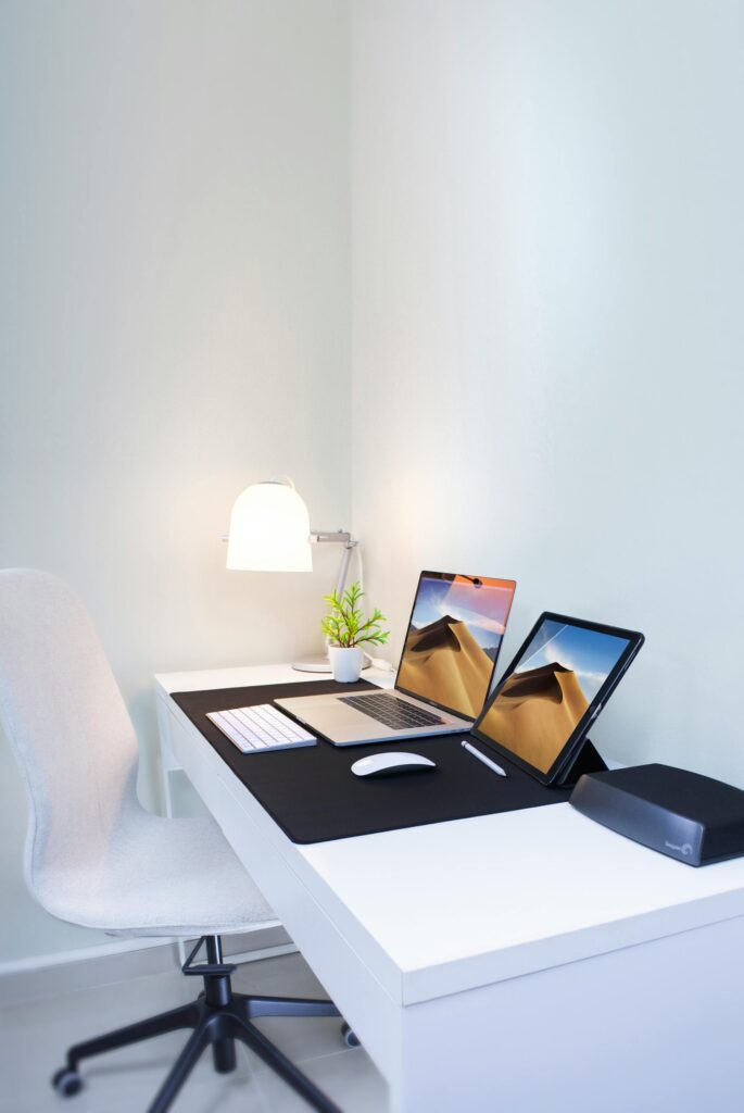 Desk with laptop